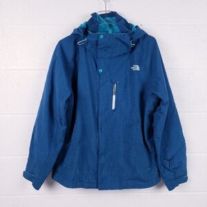 The North Face Women's Large Full Zip Hooded Jacket‎ Teal Blue Softshell